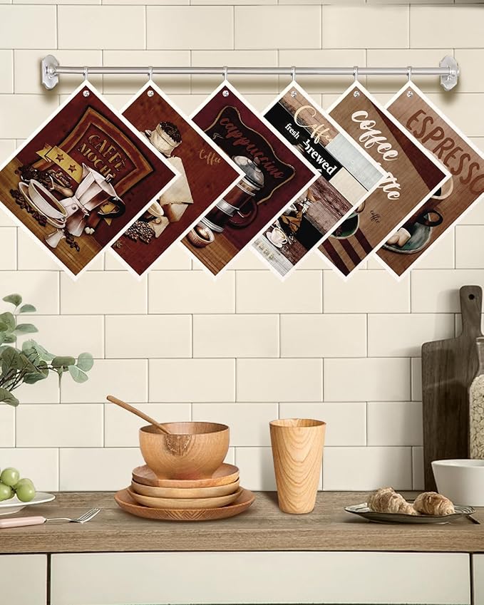 Kitchen Swedish Dishcloths with Hooks - 6 Pack Reusable Dish Cloths for Washing Dishes Fast Drying Cute Fun Swedish Dish Towels Washable Cleaning Sponge, Brown Coffee