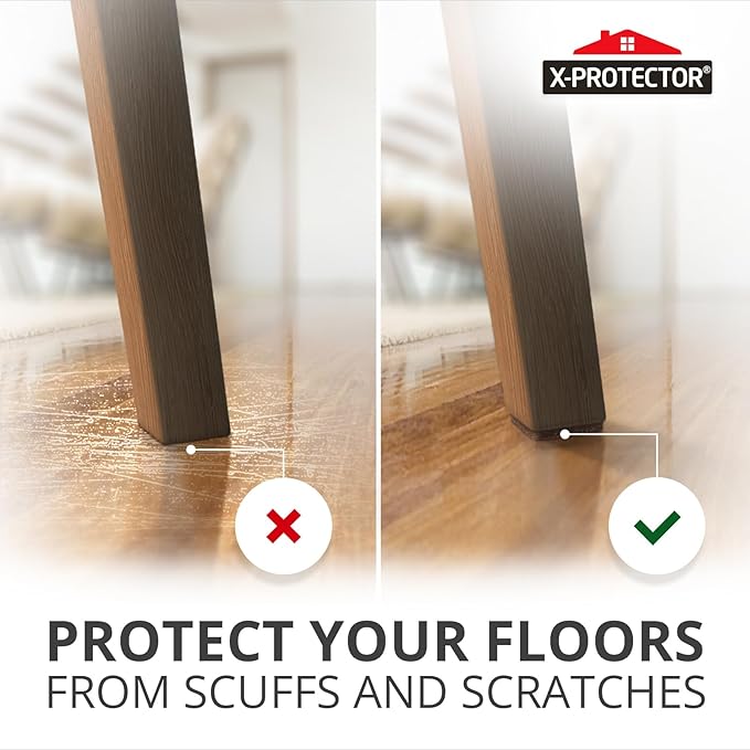 X-PROTECTOR Felt Furniture Pads - 48 PCS 1" - Felt Pads Floor Protectors - Chair Felt Pads - Felt Pads for Furniture Feet - Furniture Pads for Hardwood Floors - Protect Your Floors! (Brown, Square)