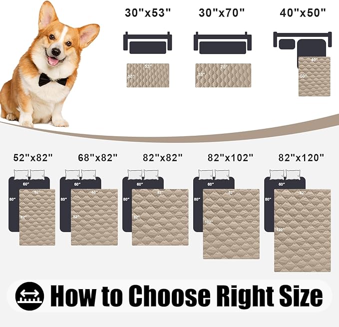 Smiry Waterproof Dog Bed Cover Blanket, Soft Reversible Pet Blanket, Washable Leakproof Cats Dogs Couch Cover for Sofa, Couch, Furniture, Plaid (30x70 Inch, Taupe/Beige)