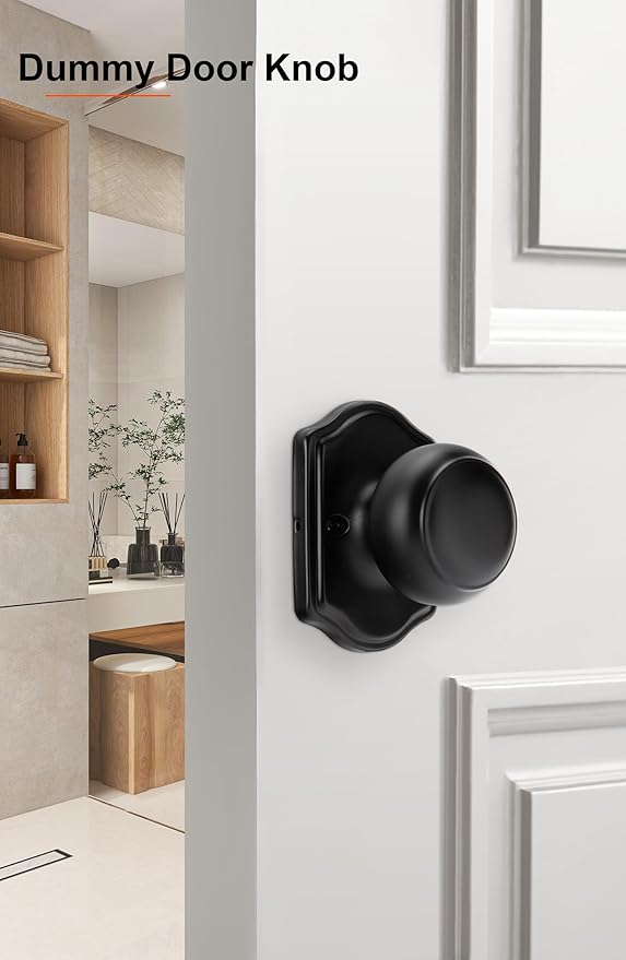 Haidms Black Dummy Door Knobs Interior, Dummy Interior Door knobs, Matte Black Indoor Dummy Doorknobs for Closet or Hall (12 Pack)