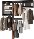 Modular Closet System, 72" Wide Closet Organizer System with Hanging Shelving , Wood Tower Closet Storage for Walk In Closets, Wall Mounted Wardrobe Organizer Kit System, Bedroom, Black