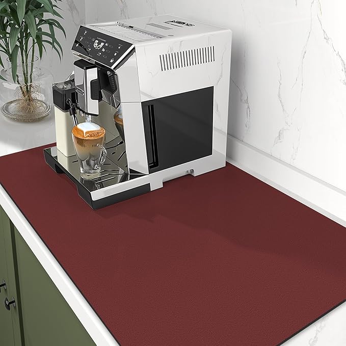 WISELIFE Dish Drying Mat Super Absorbent Drying Mat Large Dish Drying Mats for Kitchen Counter Easy Clean Dish Mat Kitchen Drying Mat16"x 24" Classic Red