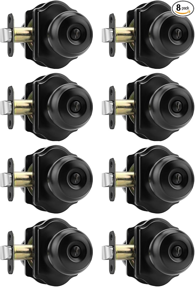 Haidms Black Door Knobs Interior, Privacy Interior Door knobs, Matte Black Indoor Doorknobs for Bedroom or Bathroom (8 Pack)