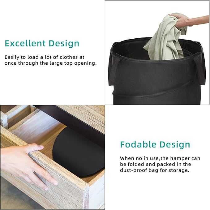 BATTOO 106L Collapsible Laundry Baskets - Foldable Pop Up Hampers for Laundry - Upgrade Oxford Laundry Hamper with Reinforced Handles for Bedroom, Bathroom, Kids Room, Dorm, Travel, Storage Organizer