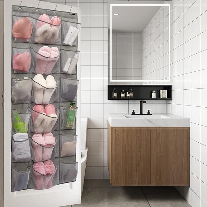 ANZORG Over The Door Hanging Shoe Rack Organizer 18 Pockets Organizer with 6 Extra Large Mesh Pockets for Shoe Holder Storage (18 Pockets)