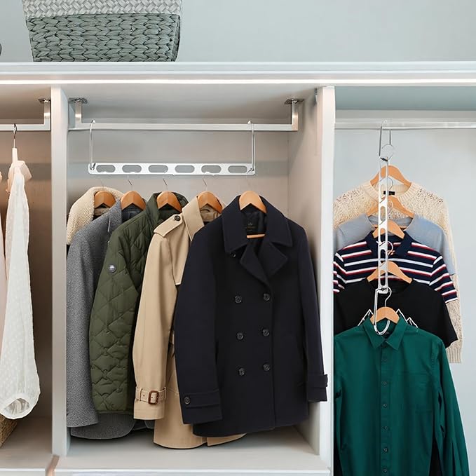 12 Pack Space Saving Hangers for Clothes, Metal Collapsible Hangers Organizer, Closet Organizers and Storage, Magic Multi Closet Hanger for Dorm Room Essentials