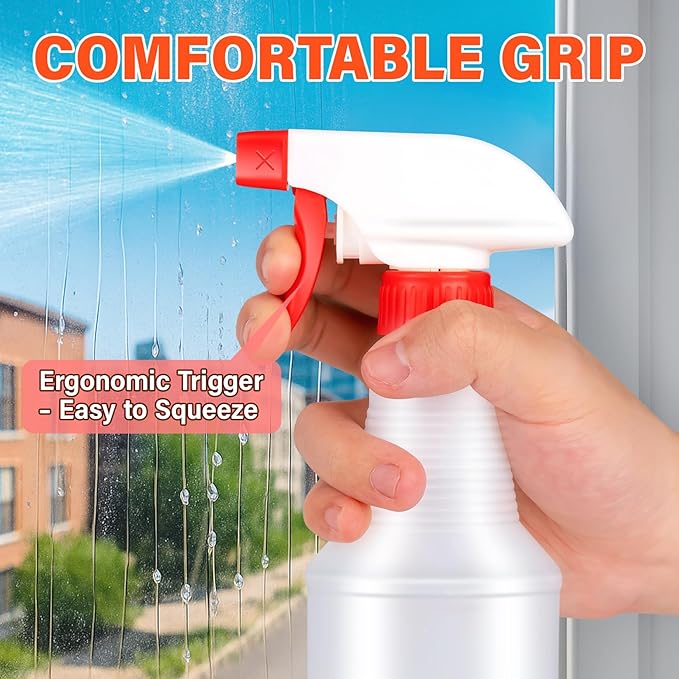 DIYSELF 16oz Spray Bottles 12 Pack, Reusable Spray Bottles for Cleaning and Plants, Squirt Bottles, Spray Bottle for Cats, Chemical Resistant Heavy Duty Spray Bottle with Adjustable Nozzle