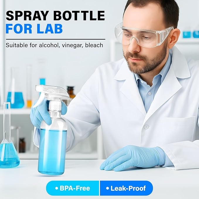 DIYSELF 2 Pack Spray Bottles for Cleaning 16.9 oz/500 ml Water Empty Spray Bottle Heavy Duty Plastic Clear Squirt Mist Spray Bottle with Nozzle for Hair Plants Pets Alcohol Sprayer Weighing Bottles