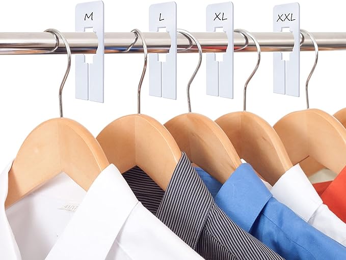 8 PCS Closet Rack Dividers, Wardrobe partition Board White Rectangular Clothing Hanger Dividers with a Bonus Marker, Writable & Reusable for Sorting Clothes Size, Color
