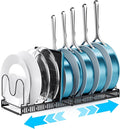 ORDORA Pots and Pans Organizer Under Cabinet, Expandable Cutting Board Pot Lid Organizer for Cabinet Holder with 10 Adjustable Dividers for Kitchen Storage