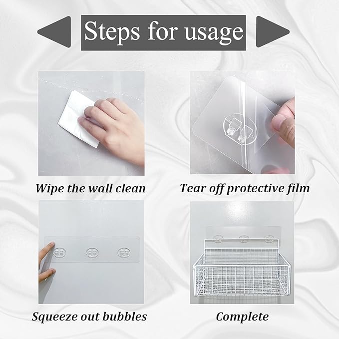 22 PCS Shower Caddy Adhesive Replacement Waterproof No Drilling Shower Shelf Adhesive Replacement Transparent Adhesive Hooks Stickers for Bathroom Storage Shelves Toothbrush Holder Kitchen Racks