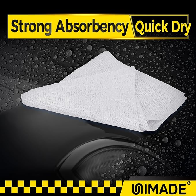 Shop Towels, 100 Pack Commercial Grade Work Rags Microfiber Towels for Cars Cleaning Rags Bulk Detailing Cloth for Automotive Bar Mechanic Restaurant Garage Housekeeping, 11.5"x 11.5", White