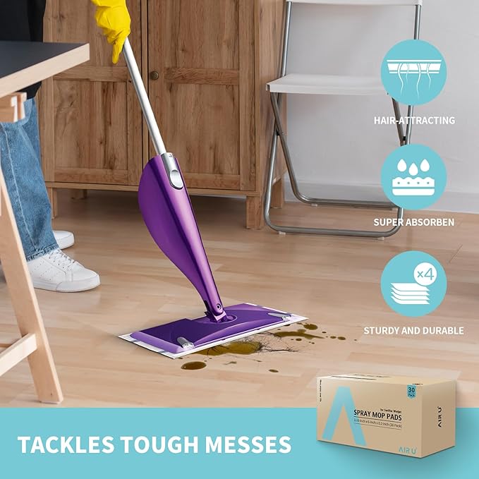 AIR U+ Disposable Mop Pad Refills for Swiffer Wet Jet Mops, Thickned and Absorbent Wet Pads Refill, 48 Count