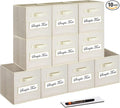 artsdi 11 Inch Storage Cube,Storage bin (Set of 10) Foldable Fabric Cube Storage Bins with 10 Labels Window Cards & a Pen,Baskets Containers for Shelves,Closet Organizers Box,cube storage,Beige