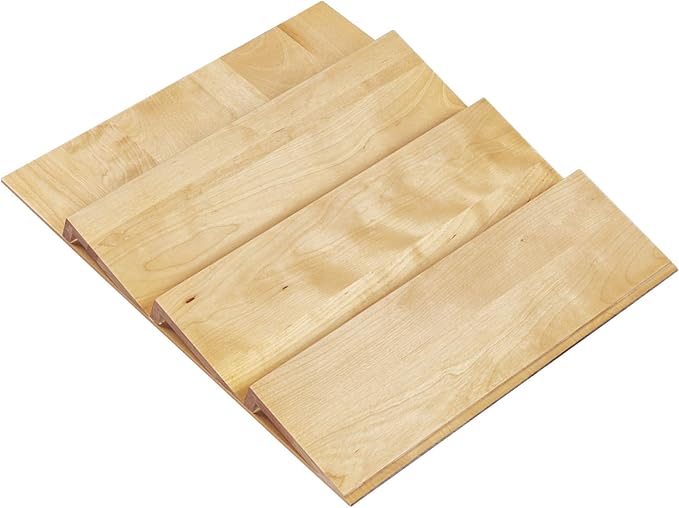 Rev-A-Shelf 3-Tier Wood Trim-to-Fit Spice Rack Drawer Insert, 16" x 19.75", Maple - Drop-In Seasoning Jars Storage Tray Organizer for Kitchen Cabinet and Pantry Organization, 4SDI-18