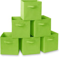 Casafield Set of 6 Collapsible Fabric Cube Storage Bins, Lime Green - 11" Foldable Cloth Baskets for Shelves, Cubby Organizers & More