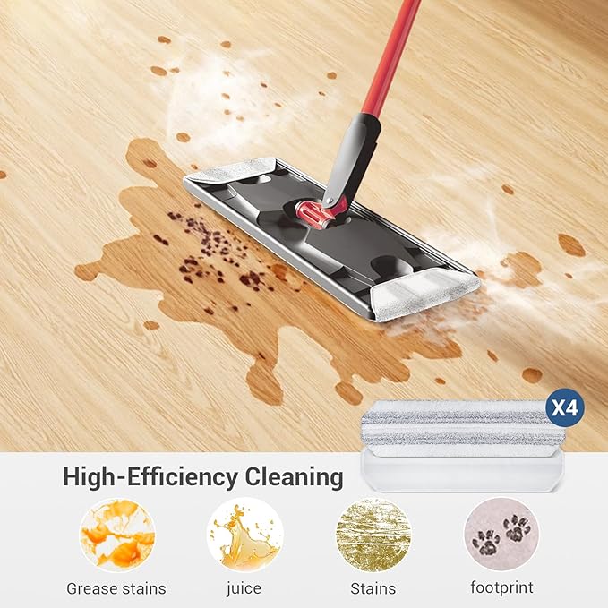 4Pcs Mop Replacement Pads, Compatible with H2prO Flat Mop System Universal Mop Pads Mop Head Refills Washable Wet Mop,Replacment for H2prO Size Mops