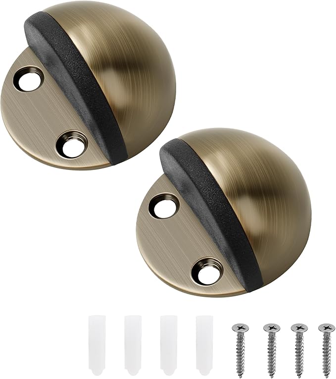 Floor Mounted Door Stops, Stainless Steel Door Stoppers for Floor, Floor Door Stop Mounted Half Moon, with Screws, for Hard Floor Concrete Floor(Bronze,2 Pcs)