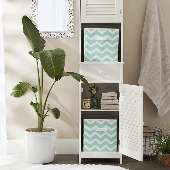 DII Non Woven Polyester Storage Bin, Chevron, Aqua, Small Set of 2