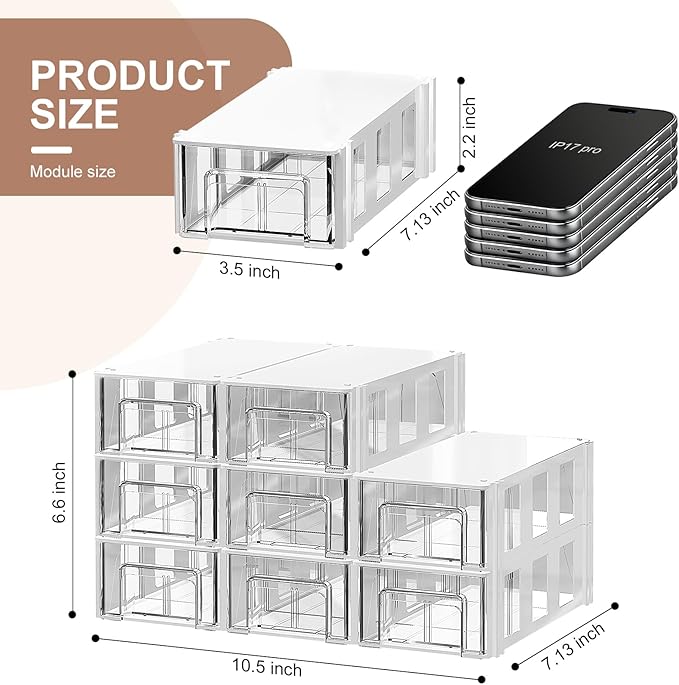 makeup organizer and storage with 10 drawers,Desk Organizer and Accessories with 9 Interchangeable, DIY Configurable Sets,drawer organizer for jewelry,office,craft,medicine,nail polish