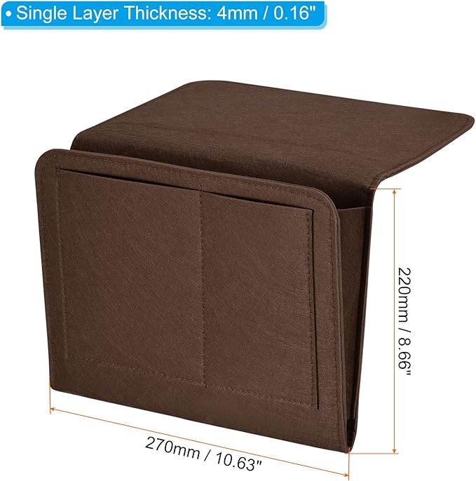PATIKIL 11in Bedside Caddy, Bed Caddy Bedside Organizer Hanging 5 Pocket Soft Bed Pockets Bedside Storage Organizer Remote Control Holder for Bedroom Phones Glasses, Dark Brown