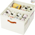 2 Pack Shoe Organizer for Closet,Foldable Shoe Storage Organizer with Adjustable Dividers, Shoe Storage Box with Clear Cover, Fits up to 16 Pairs, Beige