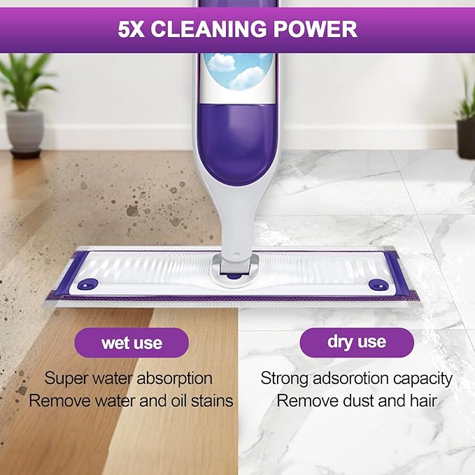 20 Count Disposable Mop Pad Refills for Swiffer Power Mop,Includes 10 Ultra-fine Fiber Mop Pads and 10 Super Absorbent Mop Pads,Compatible with Swiffer Power Mop，Replacement Mop Pad for Floor Cleaning