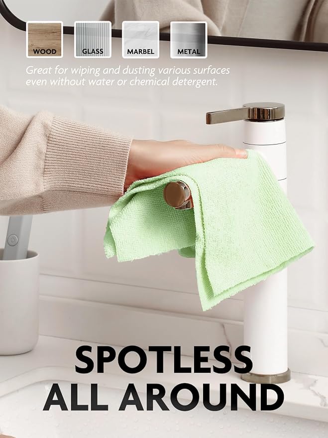 Fantasticlean Microfiber Cleaning Cloth Roll -75 Pack, Tear Away Microfiber Towels, 12" x 12", Reusable, Washable, Scratch Free, Ultra Absorbent Dishcloth for All-Around Cleaning Supplies (Green)