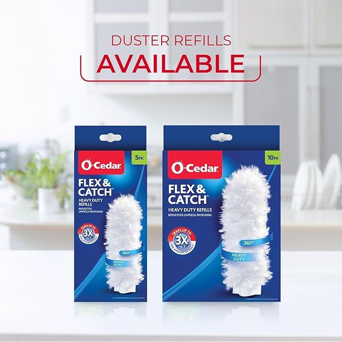 O-Cedar Flex & Catch Heavy Duty Dusting Kit with 3 Disposable Duster Refills | New & Improved Model | Extendable 3 Ft Handle with Stay-On Duster Hook | Traps 3X More Dust Than Feather Dusters