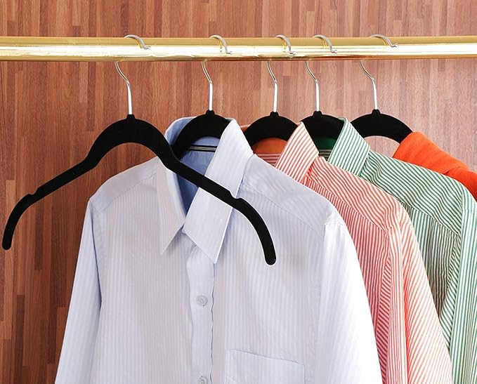 Velvet Shirt Dress Clothes Hangers,360° Swivel Hook Non Slip Clothes Hangers for Tops, Dress Shirts, Blouses, Strappy Dresses (10)