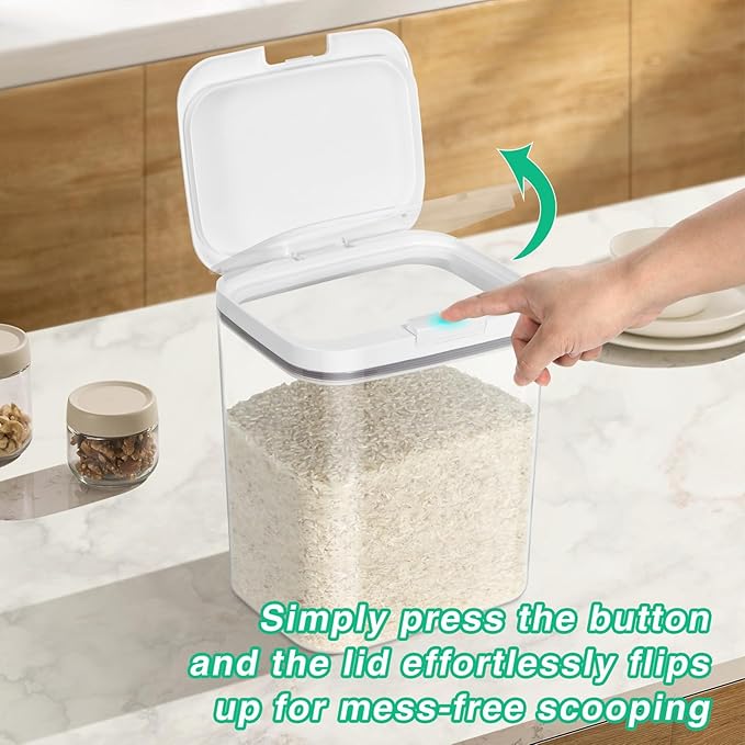 TBMAXS Flour Sugar Storage Containers, 2Pack 2.9 Qt + 4.75 Qt Food Storage Container with Pop-to-Flip Lids for Rice Dog Food Dog Treat Storage, Kitchen Organizers and Storage