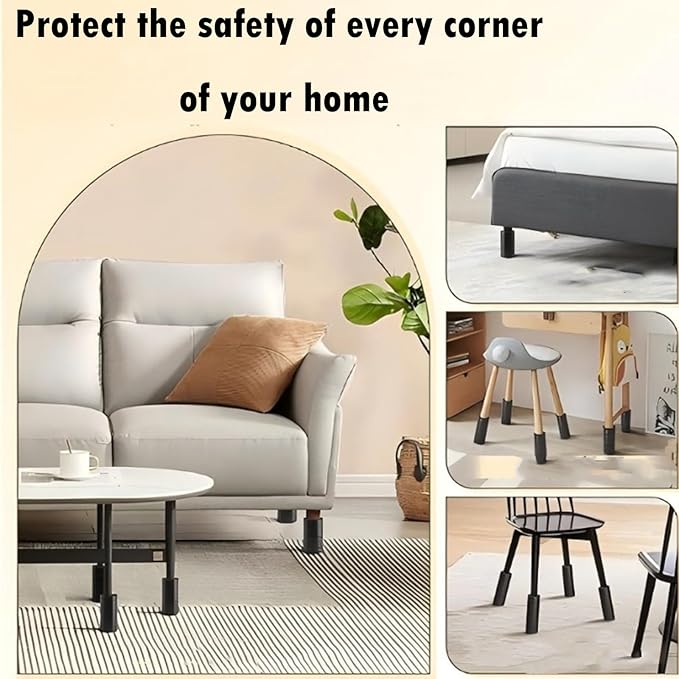【8-Pack】 Spiral Wrap Furniture Leg Protectors, No Glue NBR Foam Bed Frame Toe Guards, Adjustable Universal Covers for Table Sofa Chair to Prevent Injuries & Floor Scratches