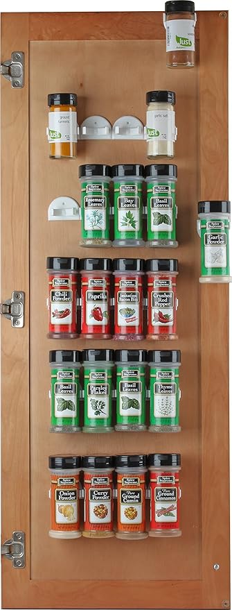Sagler Spice Rack 36 Spice Gripper - Spice Racks Strips Cabinet Door - Use Spice Clips for Spice Organizer - Stick or Screw Spice Storage Clips