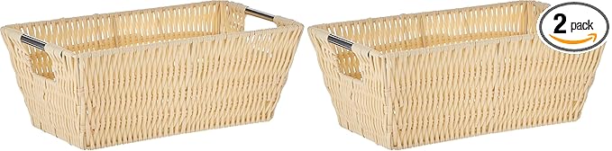 Whitmor Rattique Small Shelf Tote Latte (Pack of 2)