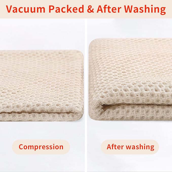 Homaxy 100% Cotton Waffle Weave Kitchen Dish Towels, Ultra Soft Absorbent Quick Drying Cleaning Towel, 13 x 28 Inches, 12-Pack, Beige
