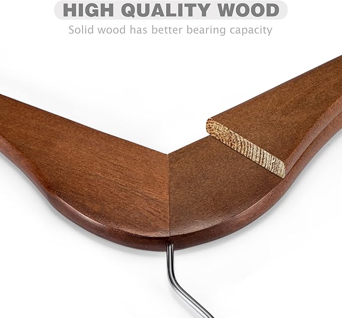HOUSE DAY Heavy Duty Wooden Hangers 10 Pack and Space Saving Hanger Hooks Set 60 Pack
