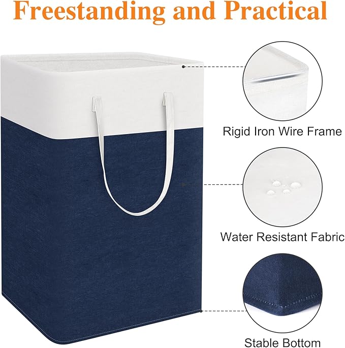 laundry basket 3-Pack, laundry hamper, Hamper with handles, collapsible laundry baskets, Waterproof dirty clothes hamper, Towel Storage for Home or Dorm, 75L-Blue