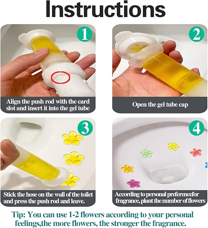 EKE Toilet Gel, Toilet Stain Removal Cleaning Air Freshener, 72 Flower Stamps, Pack of 6 Scents