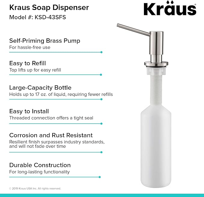 KRAUS Kitchen Soap and Lotion Dispenser in Spot Free Stainless Steel, KSD-43SFS