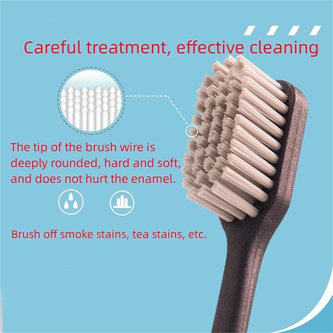 Adult Manual Hard bristled toothbrushes with Cover, Big Head Medium Size,for Cleaning Smoke Stain, Tartar, Coffee Stain, Tea Stain.【Hard Bristle Black toothbrushes,5 Count (Pack of 1)】