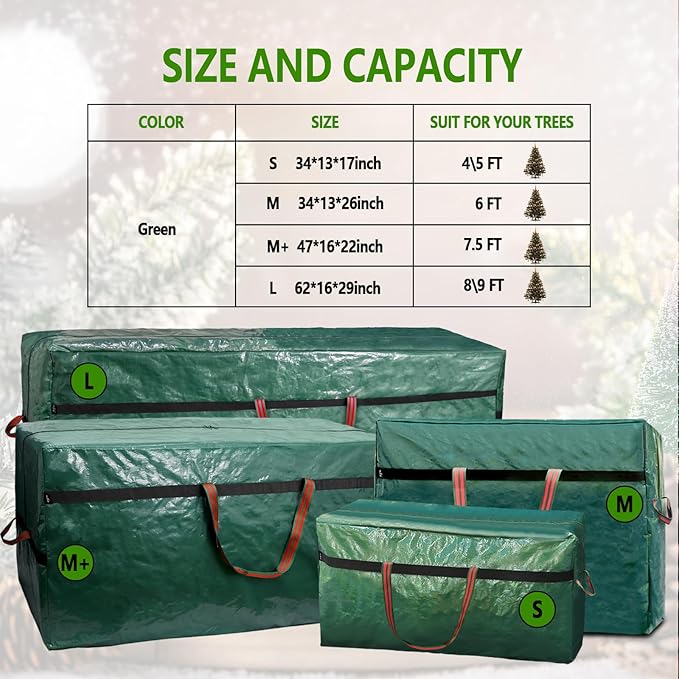Christmas Tree Storage Bag -7FT/6FT Small Waterproof Tearproof with 4 Handles Easy to Transport/Organize Green