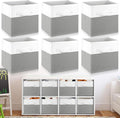 Yinder 6 Pcs Cube Storage Bin 11'' Storage Bins for Room Decor Colorful Bins Foldable Baskets for Nursery Organizer Boxes Fabric Boxes (White Gray)