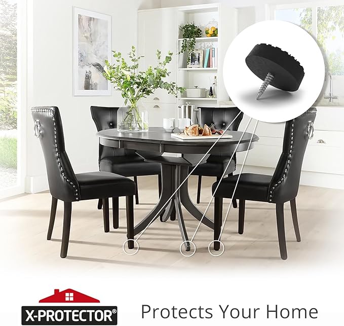 X-Protector Screw On Rubber Feet - 32 PCS 1.2" - Premium Non Slip Furniture Pads - Anti Skid Pads for Furniture Feet - Chair Leg Protectors - Furniture Grippers for All Surfaces - Protect Any Floors!