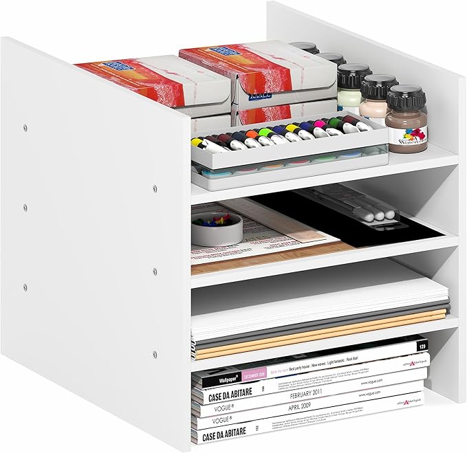 Furinno Cubicle Cube Insert, 3-Shelf Cube Organizer, 3-Tier Shelf Accessory, Fits into Furinno Triple Thick Cubes, IKEA Kallax, for Organizers and Storage, White