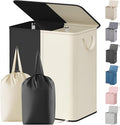 Lifewit Double Laundry Hamper with Lid and Removable Laundry Bags, Large Collapsible 2 Dividers Dirty Clothes Basket with Handles for Bedroom Laundry Room Closet Bathroom College, 155L White&Black