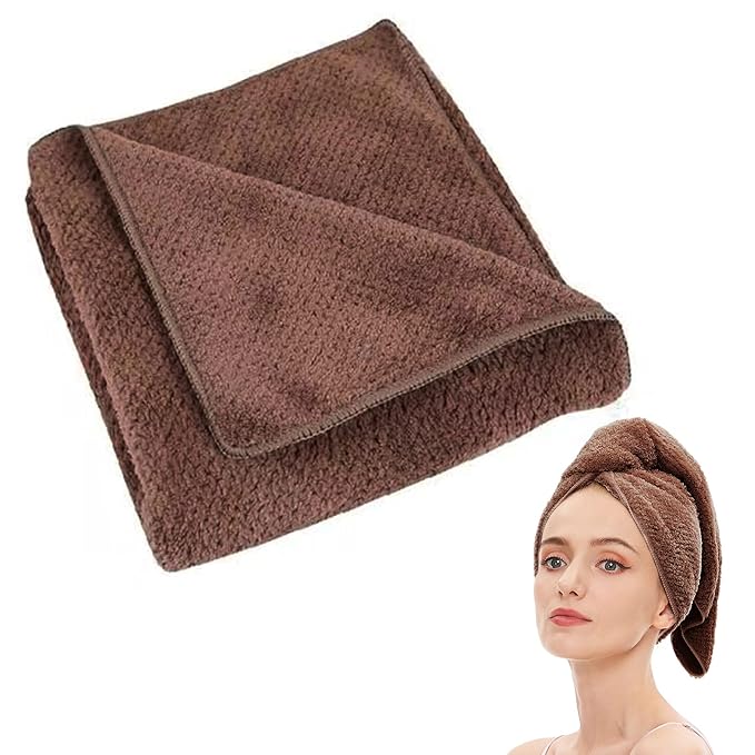 Microfiber Hair Towel Quick Dry Hair Towel Hair Drying Towels Suitable for All Kinds of Hair Ultra Absorbent Long and Thick Hair 19X39inch Dark Brown (1pcs)