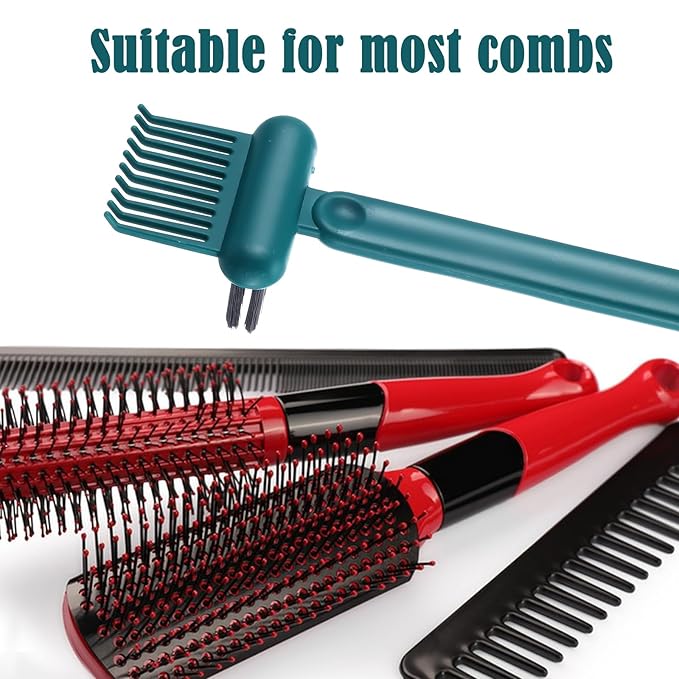 2Pcs 2-in-1 Hair Brush Cleaner & Remover Tool Brush Cleaning Tool Comb Cleaner Effective Hairbrush Cleaner Hair Brush Remover Rake for Man Woman Home Travel Salon Removing Hair Dust
