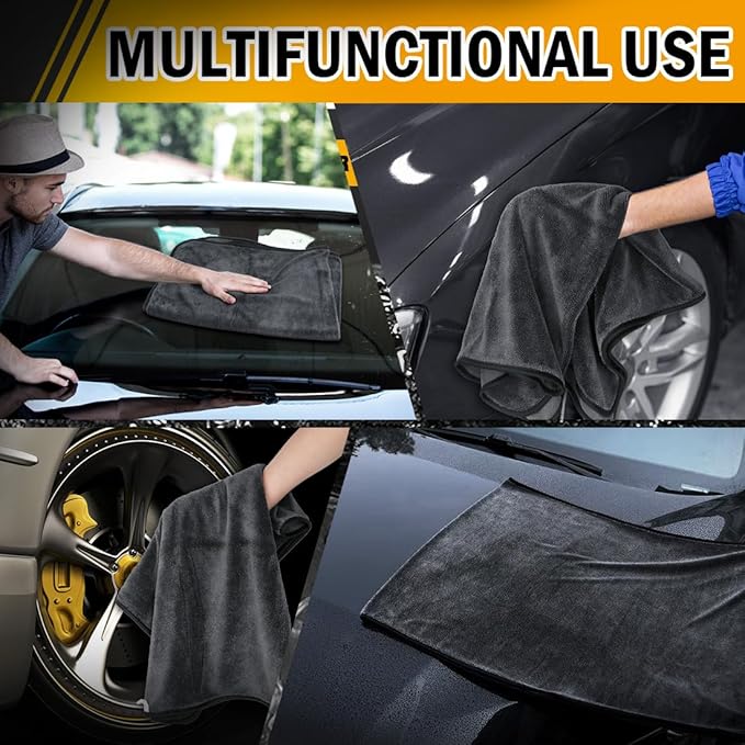 GLIMGLINT Car Drying Towel (36"x24"), Microfiber Towels for Cars Detailing, Ultra Absorbent Cleaning Cloth Without Streaks or Scratches, Fits for Cars, Trucks, Motorcycles, 600GSM