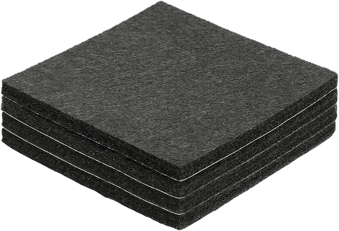 uxcell Felt Furniture Pads, 4Pcs 2.95" x 2.95" Adhesive Backed Felt Non-Slip Anti-Scratch Chair Leg Protectors for Protecting Hardwood Floor, Black