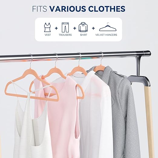Premium Velvet Hangers 60 Pack, Non Slip Clothes Felt Hanger Heavy Duty for Coat, Premium Slim Space Saving Suit Hangers for Closet Organizer, 360° Rotating Silver Hook